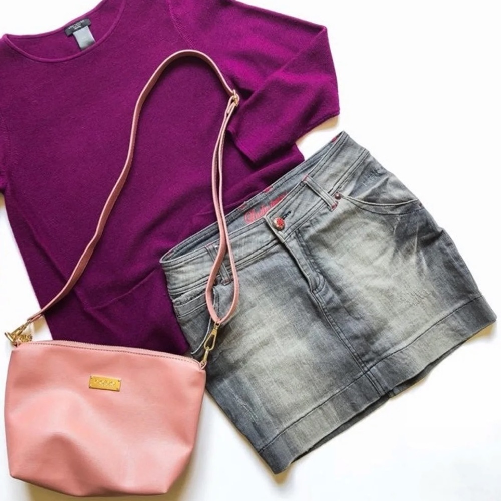 Lady Jeans Grey Acid Wash Denim Mini Skirt Sz 0